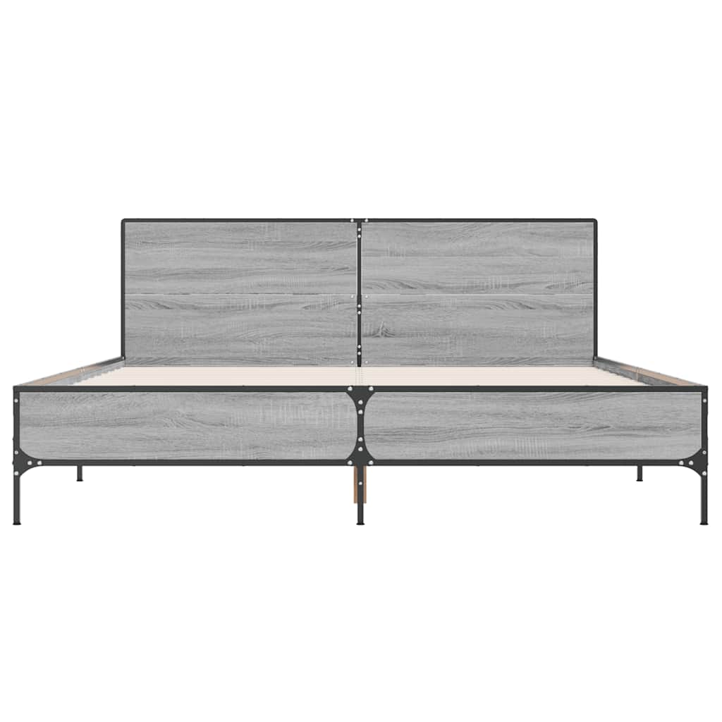vidaXL Πλαίσιο Κρεβατιού Γκρι Sonoma 140x190 εκ. Επεξ. Ξύλο & Μέταλλο