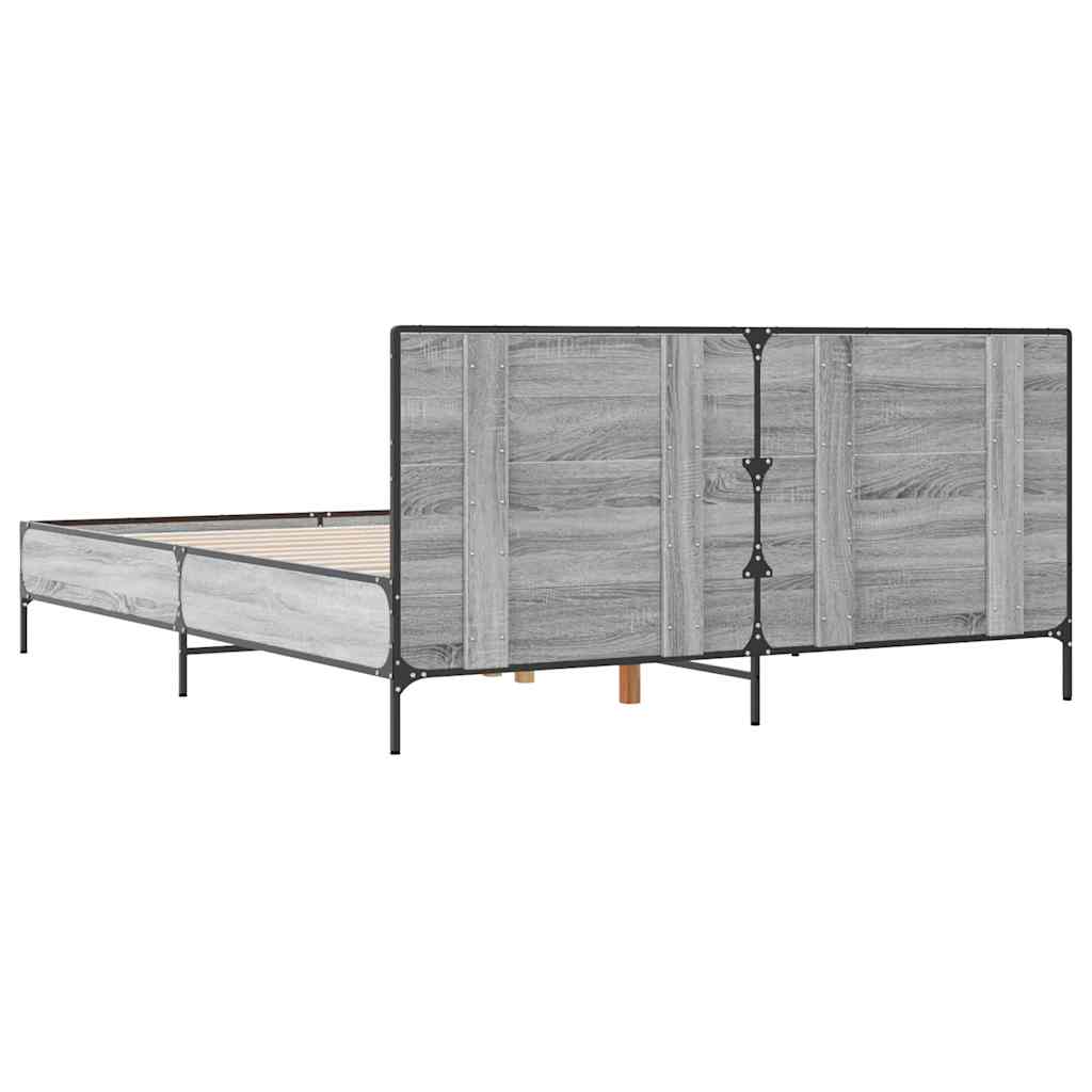 vidaXL Πλαίσιο Κρεβατιού Γκρι Sonoma 140x190 εκ. Επεξ. Ξύλο & Μέταλλο
