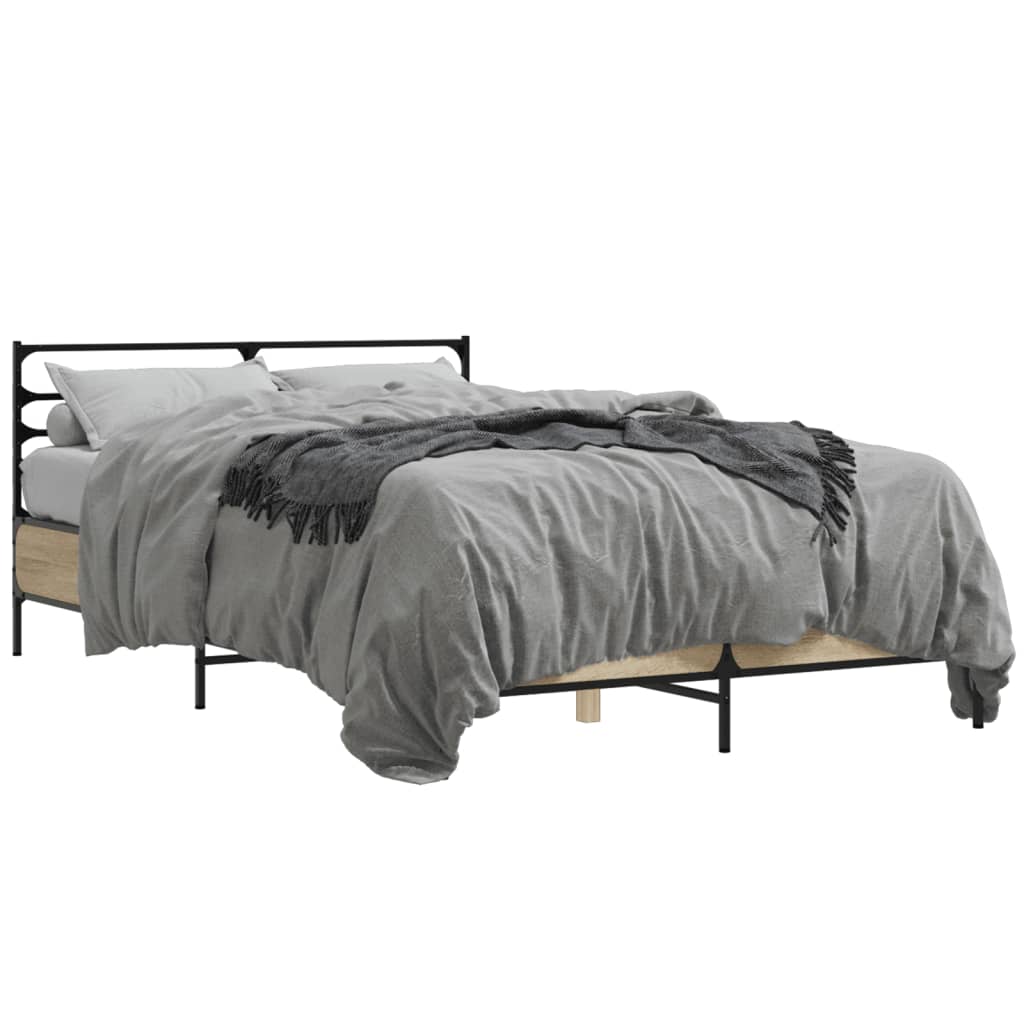 vidaXL Πλαίσιο Κρεβατιού Sonoma Δρυς 120x200 εκ. Επεξ. Ξύλο & Μέταλλο