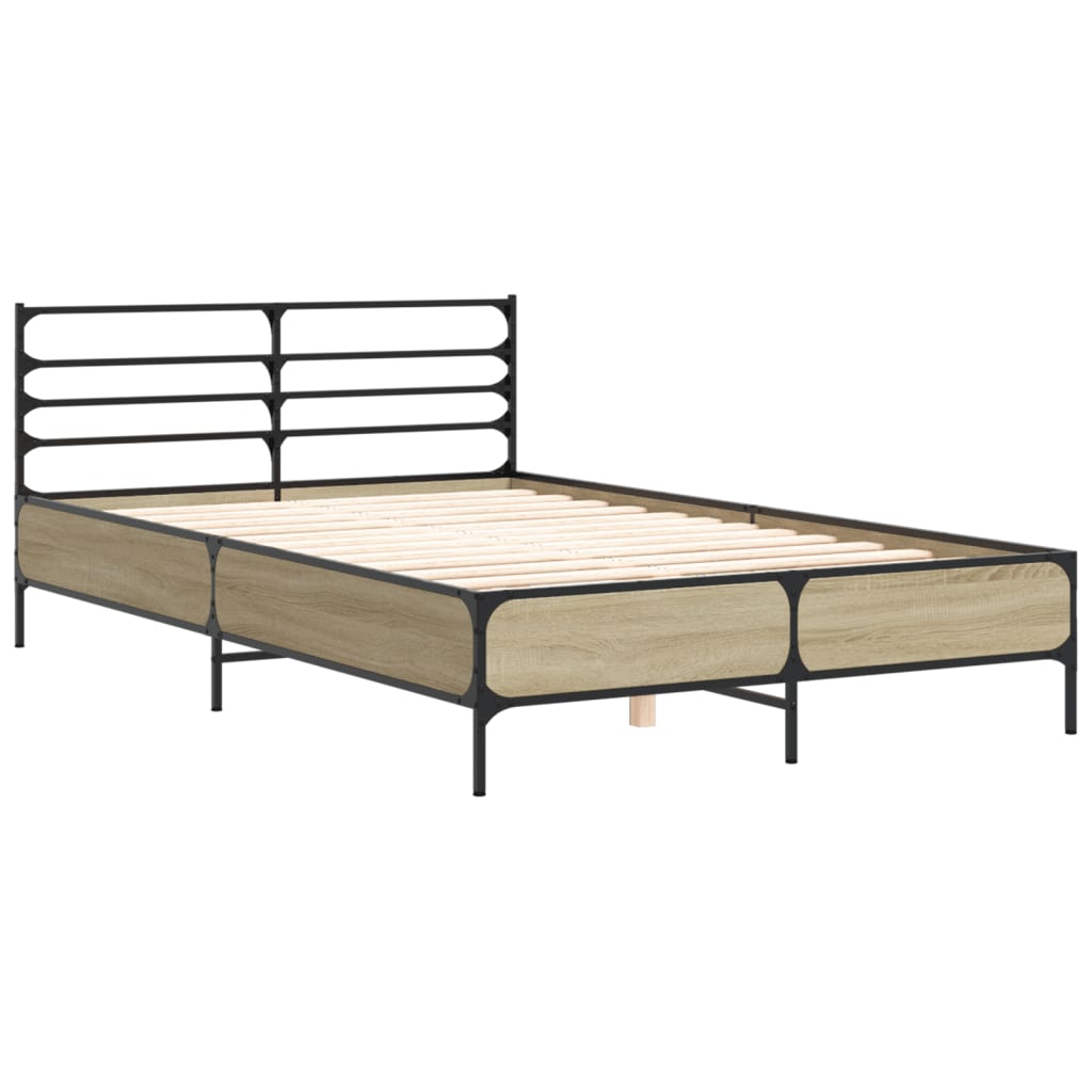 vidaXL Πλαίσιο Κρεβατιού Sonoma Δρυς 120x200 εκ. Επεξ. Ξύλο & Μέταλλο