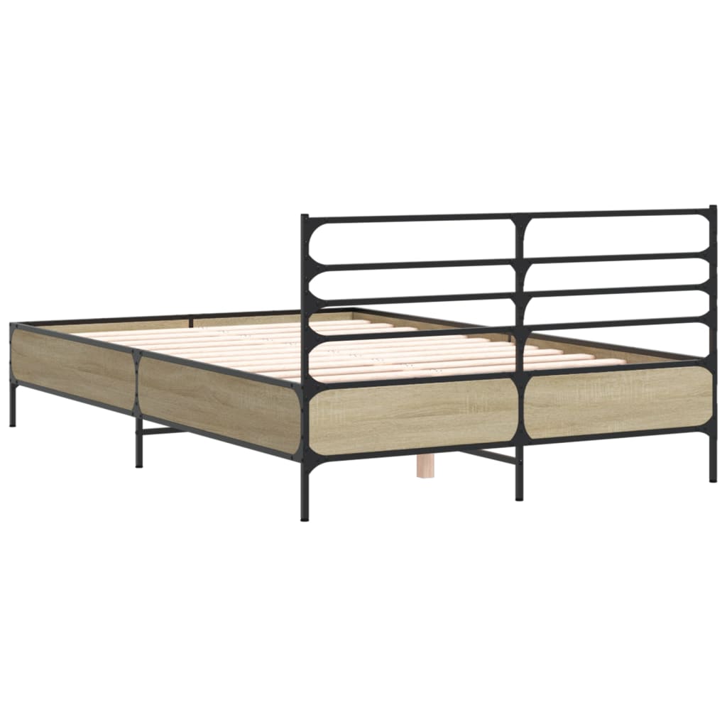 vidaXL Πλαίσιο Κρεβατιού Sonoma Δρυς 120x200 εκ. Επεξ. Ξύλο & Μέταλλο