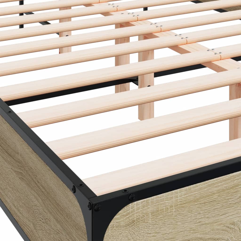 vidaXL Πλαίσιο Κρεβατιού Sonoma Δρυς 120x200 εκ. Επεξ. Ξύλο & Μέταλλο