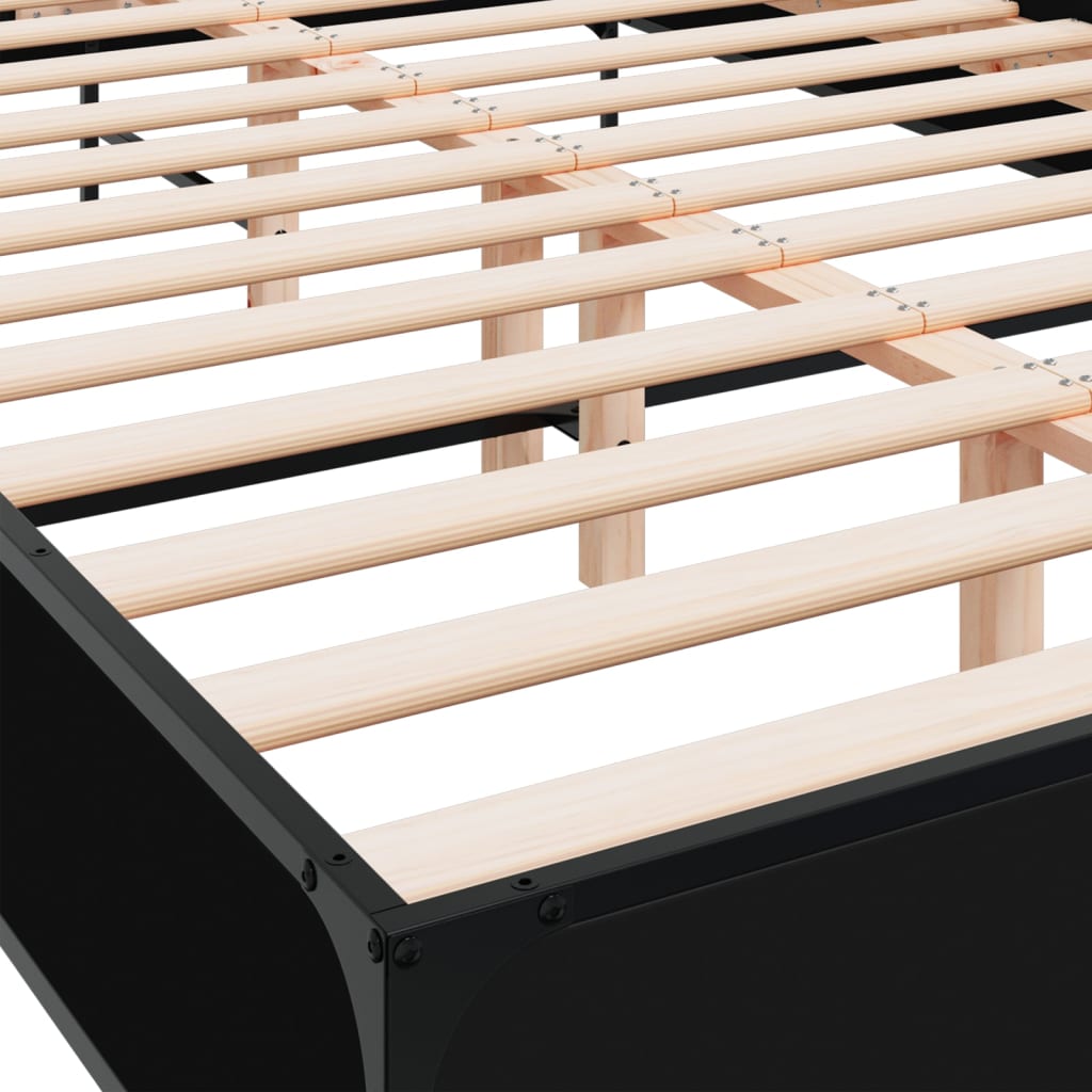 vidaXL Πλαίσιο Κρεβατιού Μαύρο 160x200 εκ. Επεξ. Ξύλο & Μέταλλο
