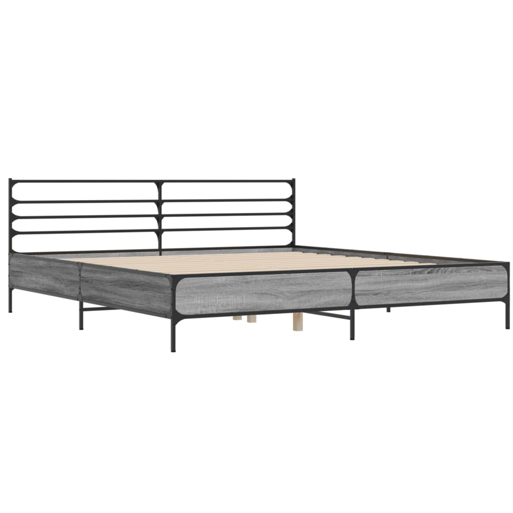 vidaXL Πλαίσιο Κρεβατιού Γκρι Sonoma 200x200 εκ. Επεξ. Ξύλο & Μέταλλο
