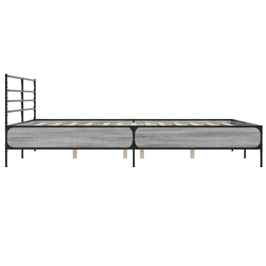 vidaXL Πλαίσιο Κρεβατιού Γκρι Sonoma 200x200 εκ. Επεξ. Ξύλο & Μέταλλο