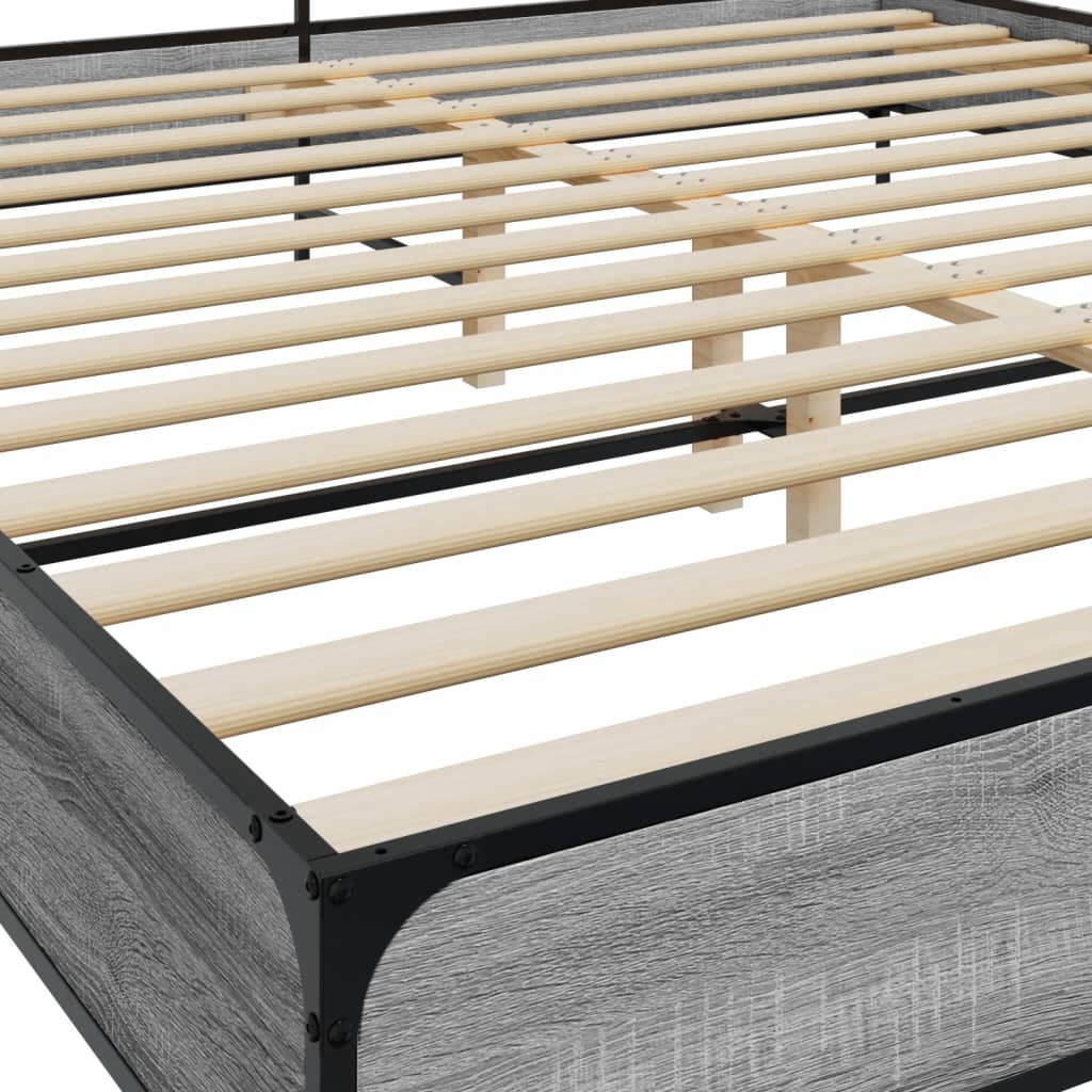 vidaXL Πλαίσιο Κρεβατιού Γκρι Sonoma 200x200 εκ. Επεξ. Ξύλο & Μέταλλο