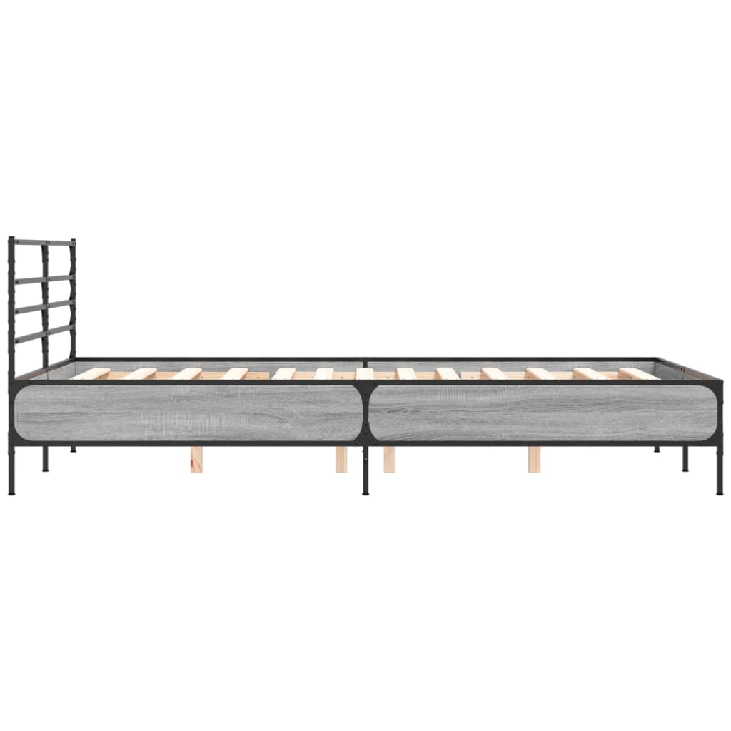 vidaXL Πλαίσιο Κρεβατιού Γκρι Sonoma 120 x 190εκ. Επεξ. Ξύλο & Μέταλλο
