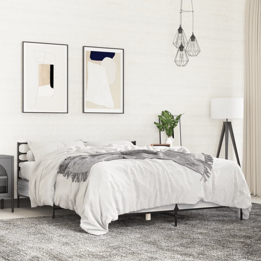 vidaXL Πλαίσιο Κρεβατιού Γκρι Sonoma 120 x 190εκ. Επεξ. Ξύλο & Μέταλλο