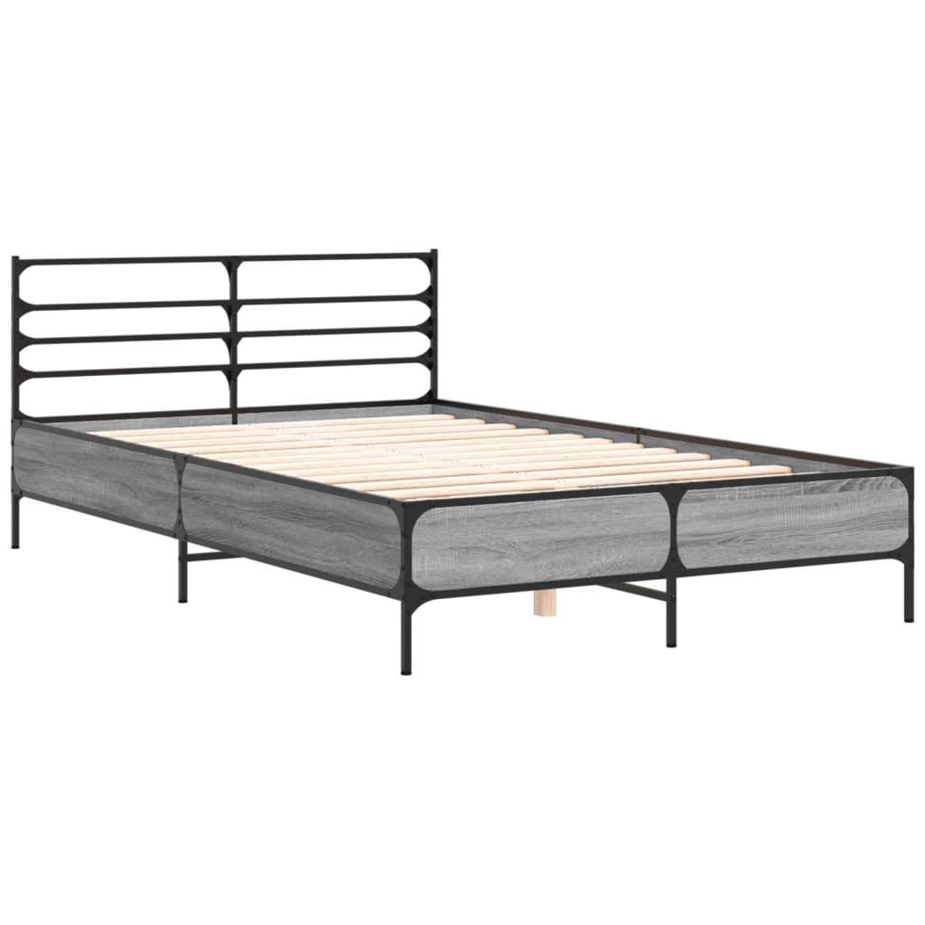 vidaXL Πλαίσιο Κρεβατιού Γκρι Sonoma 140x190 εκ. Επεξ. Ξύλο & Μέταλλο