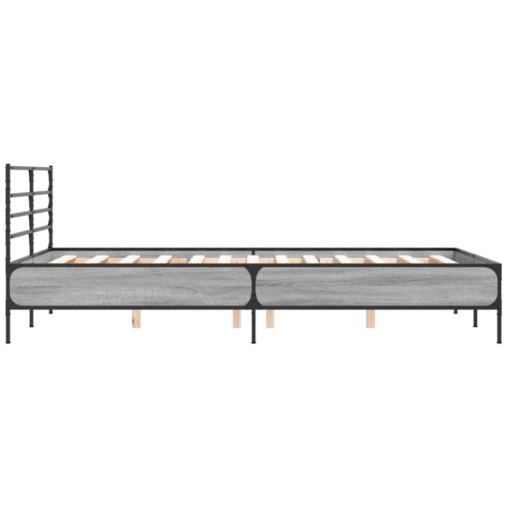 vidaXL Πλαίσιο Κρεβατιού Γκρι Sonoma 140x190 εκ. Επεξ. Ξύλο & Μέταλλο