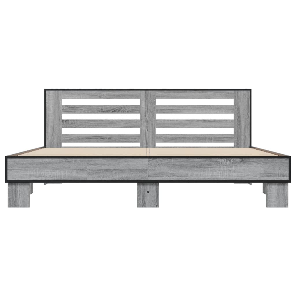 vidaXL Πλαίσιο Κρεβατιού Γκρι Sonoma 200x200 εκ. Επεξ. Ξύλο & Μέταλλο