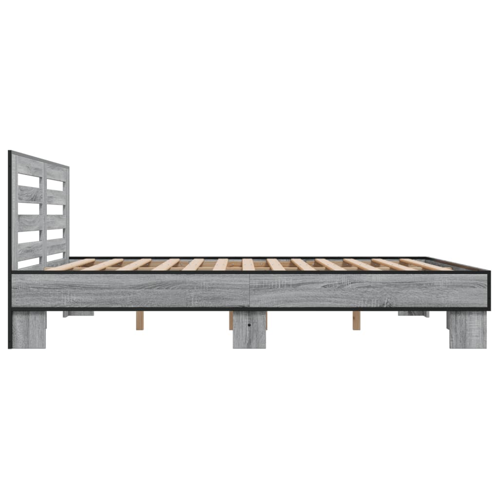 vidaXL Πλαίσιο Κρεβατιού Γκρι Sonoma 200x200 εκ. Επεξ. Ξύλο & Μέταλλο