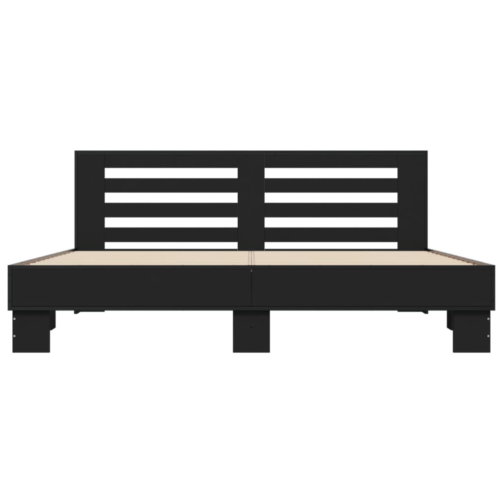 vidaXL Πλαίσιο Κρεβατιού Μαύρο 180 x 200 εκ. Επεξ. Ξύλο & Μέταλλο