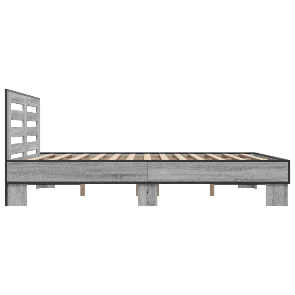 vidaXL Πλαίσιο Κρεβατιού Γκρι Sonoma 150x200 εκ. Επεξ. Ξύλο & Μέταλλο