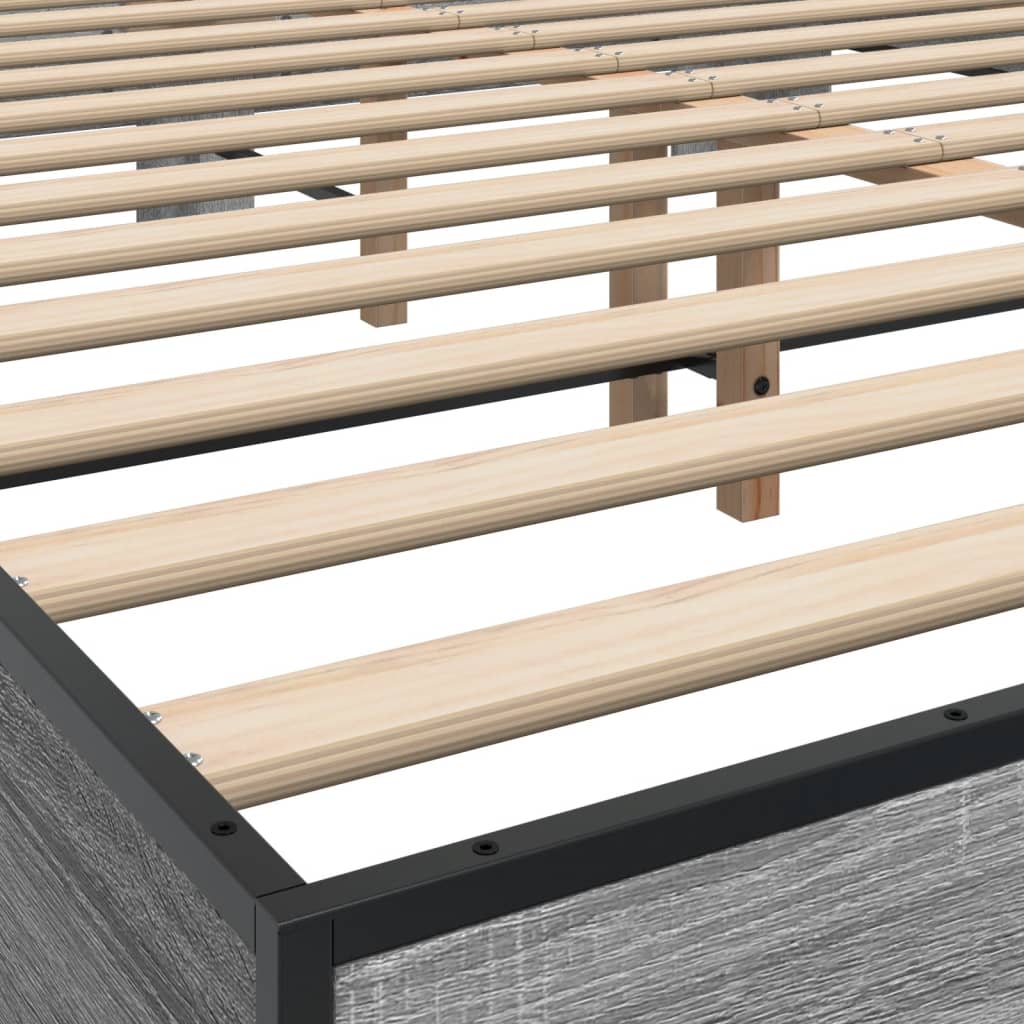 vidaXL Πλαίσιο Κρεβατιού Γκρι Sonoma 150x200 εκ. Επεξ. Ξύλο & Μέταλλο