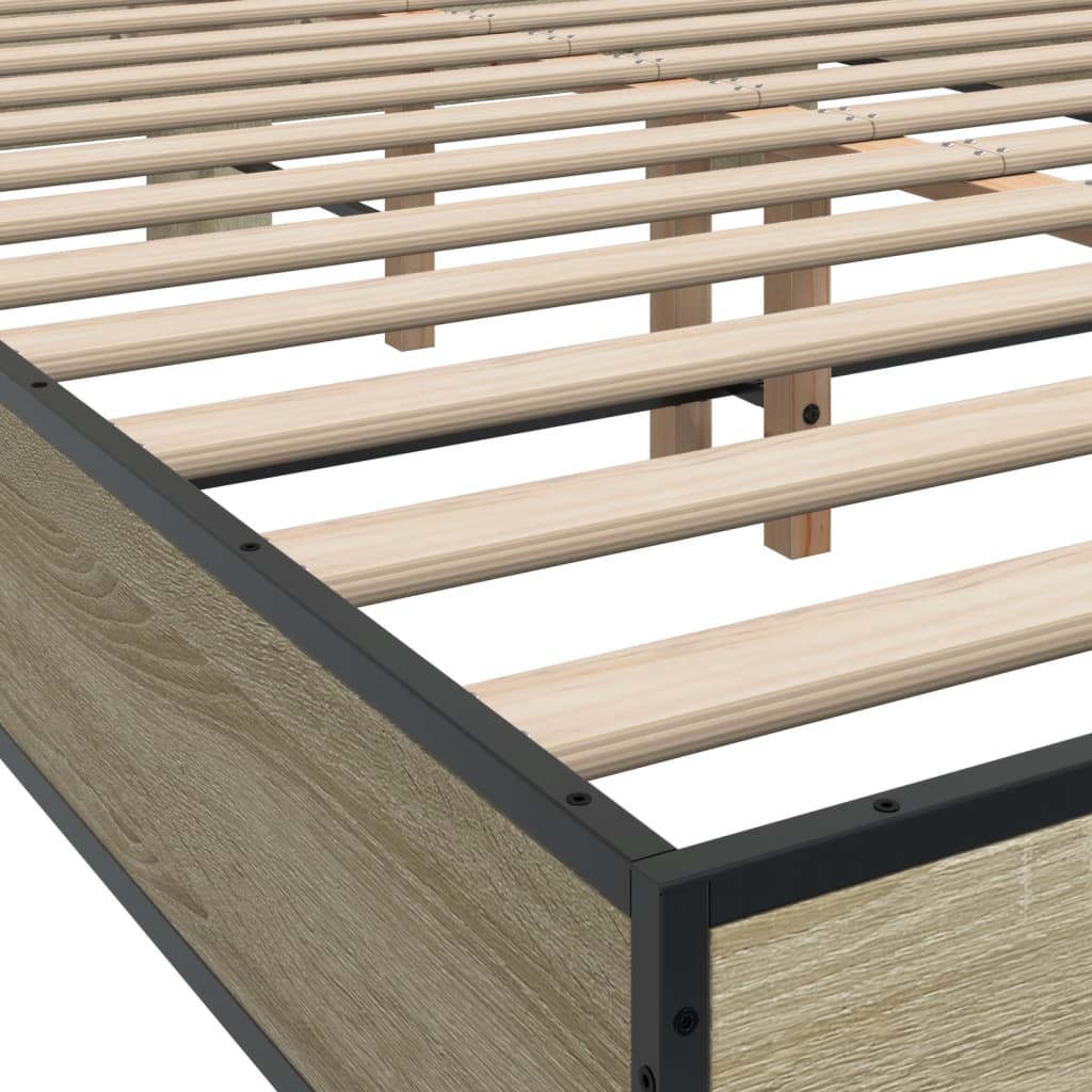 vidaXL Πλαίσιο Κρεβατιού Sonoma Δρυς 140x200 εκ. Επεξ. Ξύλο & Μέταλλο