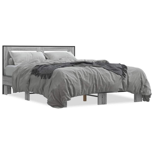 vidaXL Πλαίσιο Κρεβατιού Γκρι Sonoma 140x200 εκ. Επεξ. Ξύλο & Μέταλλο