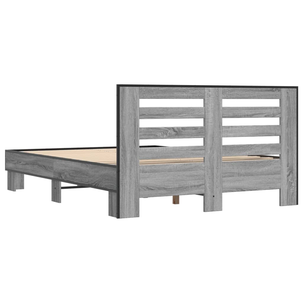 vidaXL Πλαίσιο Κρεβατιού Γκρι Sonoma 140x200 εκ. Επεξ. Ξύλο & Μέταλλο