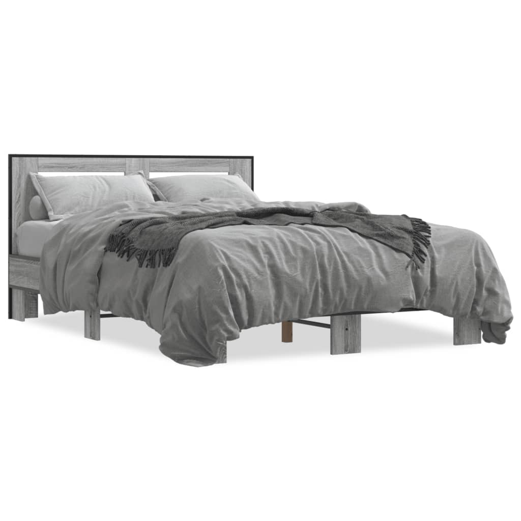 vidaXL Πλαίσιο Κρεβατιού Γκρι Sonoma 120x200 εκ. Επεξ. Ξύλο & Μέταλλο