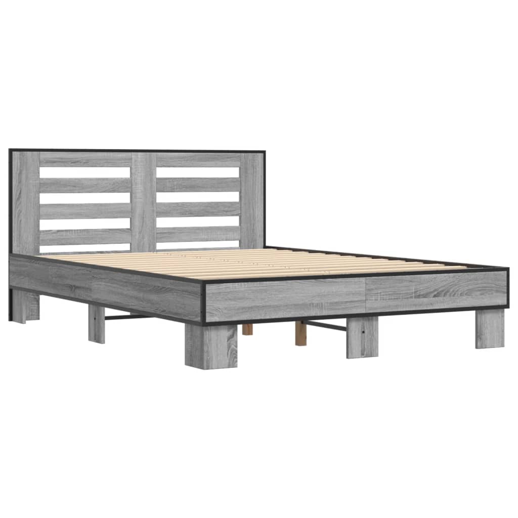 vidaXL Πλαίσιο Κρεβατιού Γκρι Sonoma 120x200 εκ. Επεξ. Ξύλο & Μέταλλο