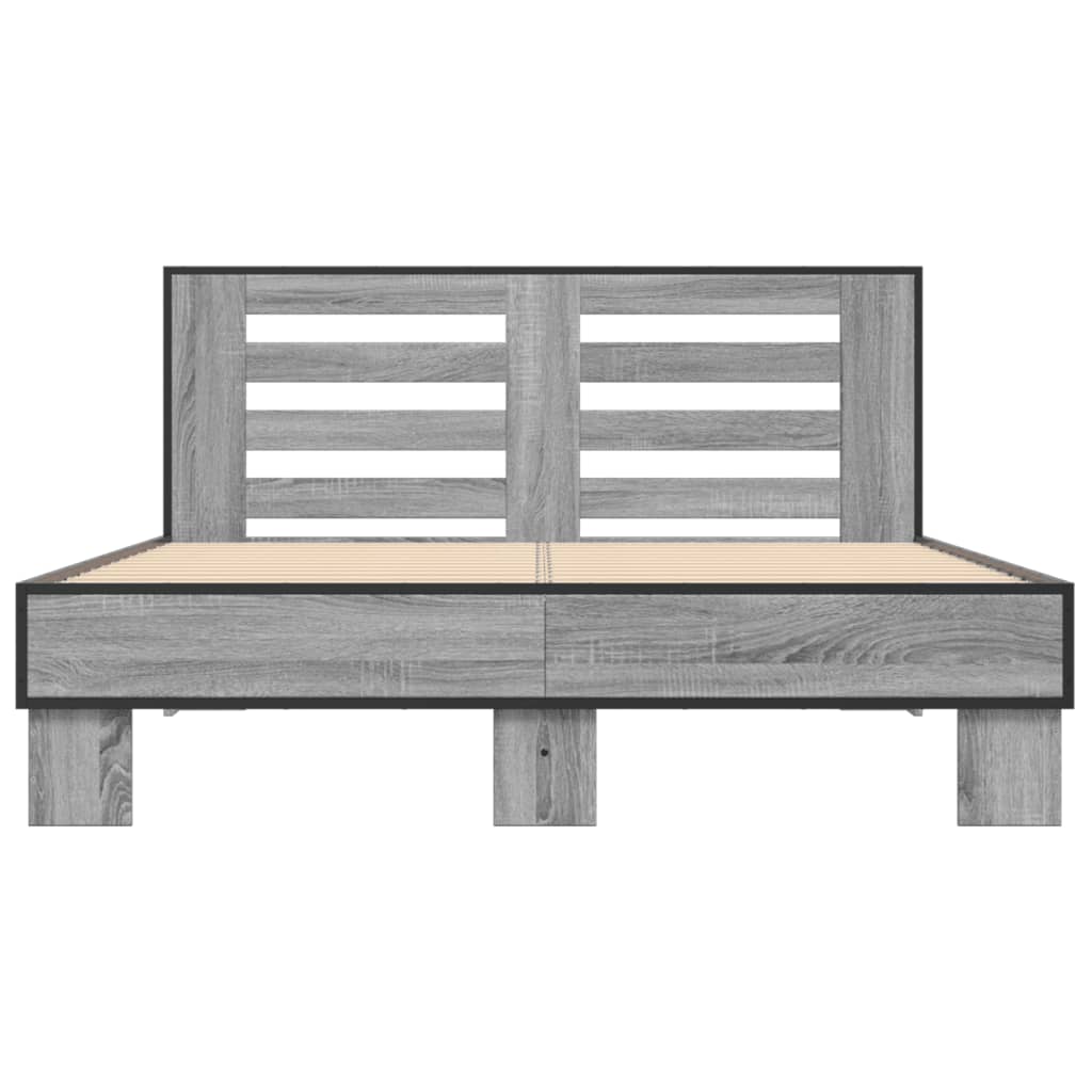 vidaXL Πλαίσιο Κρεβατιού Γκρι Sonoma 120x200 εκ. Επεξ. Ξύλο & Μέταλλο