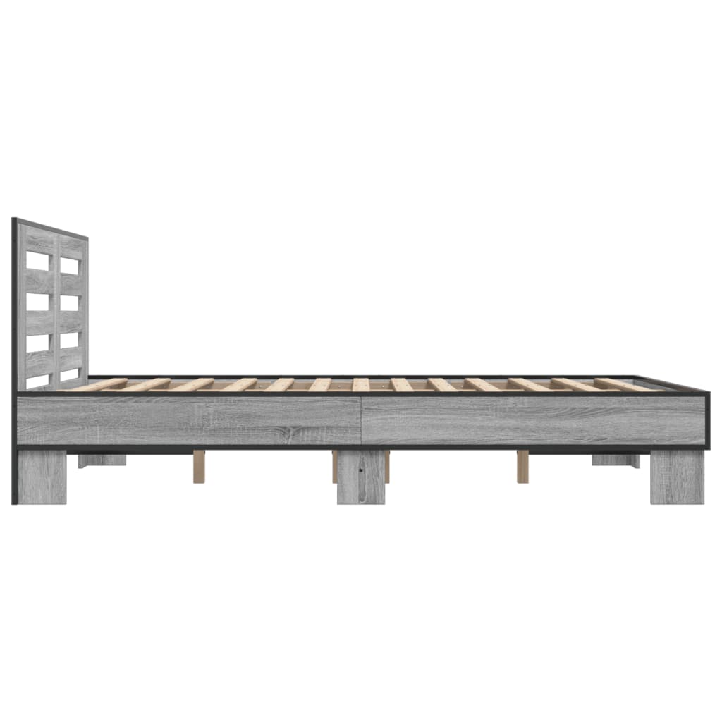 vidaXL Πλαίσιο Κρεβατιού Γκρι Sonoma 120x200 εκ. Επεξ. Ξύλο & Μέταλλο