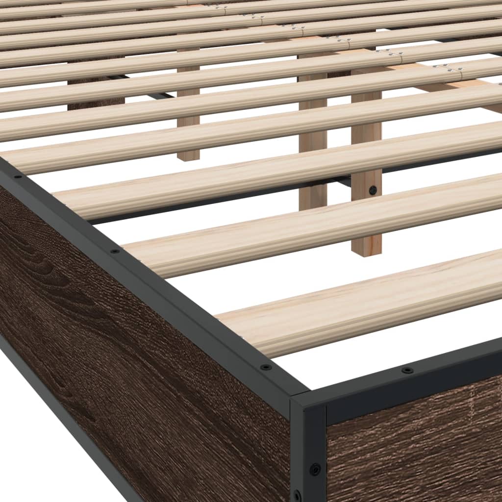 vidaXL Πλαίσιο Κρεβατιού Καφέ Δρυς 120x200 εκ. Επεξ. Ξύλο & Μέταλλο