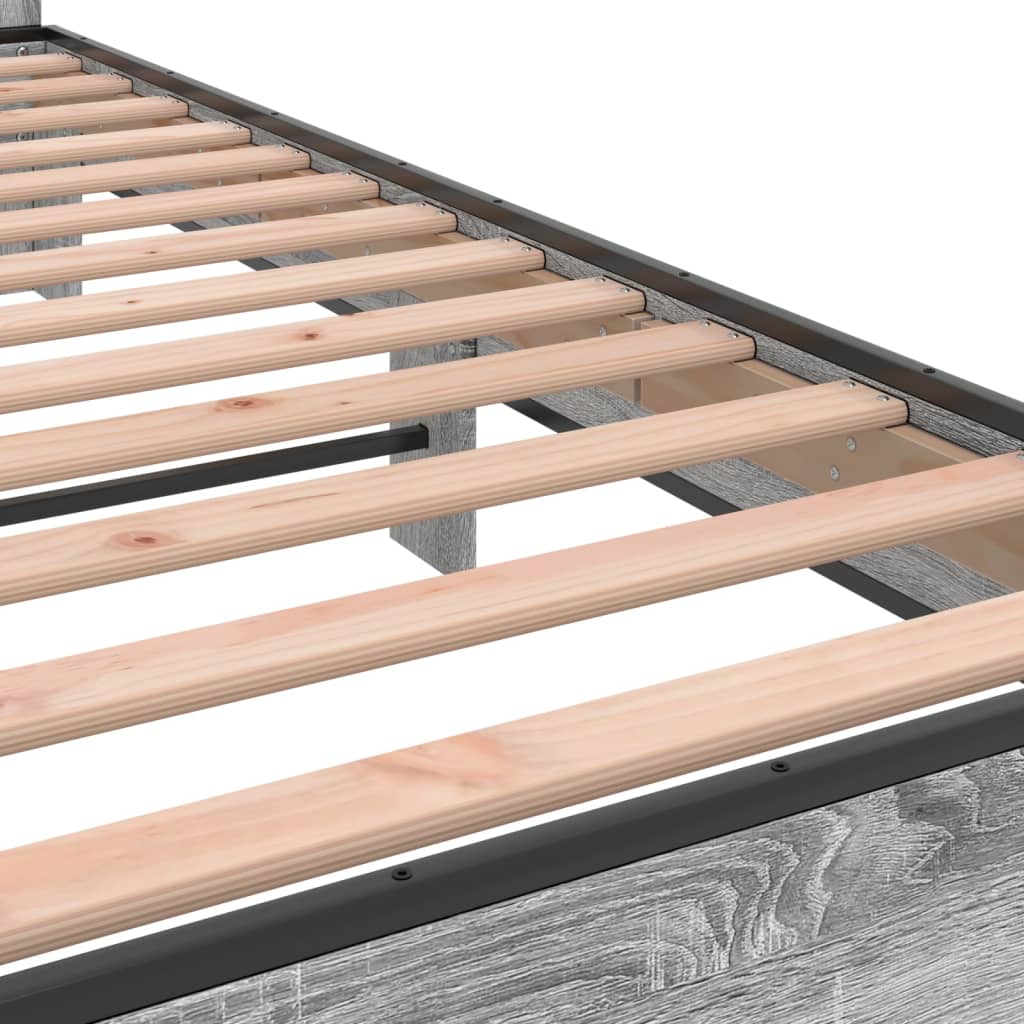 vidaXL Πλαίσιο Κρεβατιού Γκρι Sonoma 150x200 εκ. Επεξ. Ξύλο & Μέταλλο
