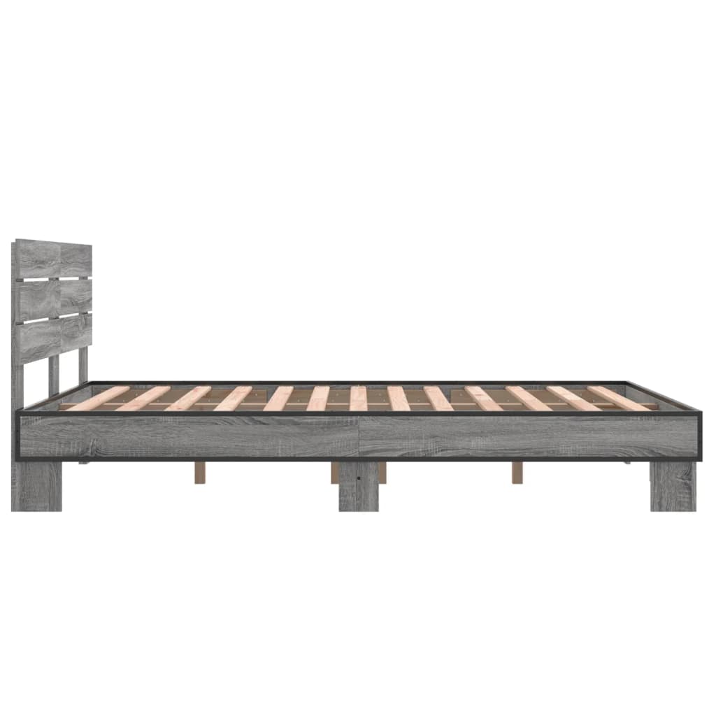 vidaXL Πλαίσιο Κρεβατιού Γκρι Sonoma 140x200 εκ. Επεξ. Ξύλο & Μέταλλο