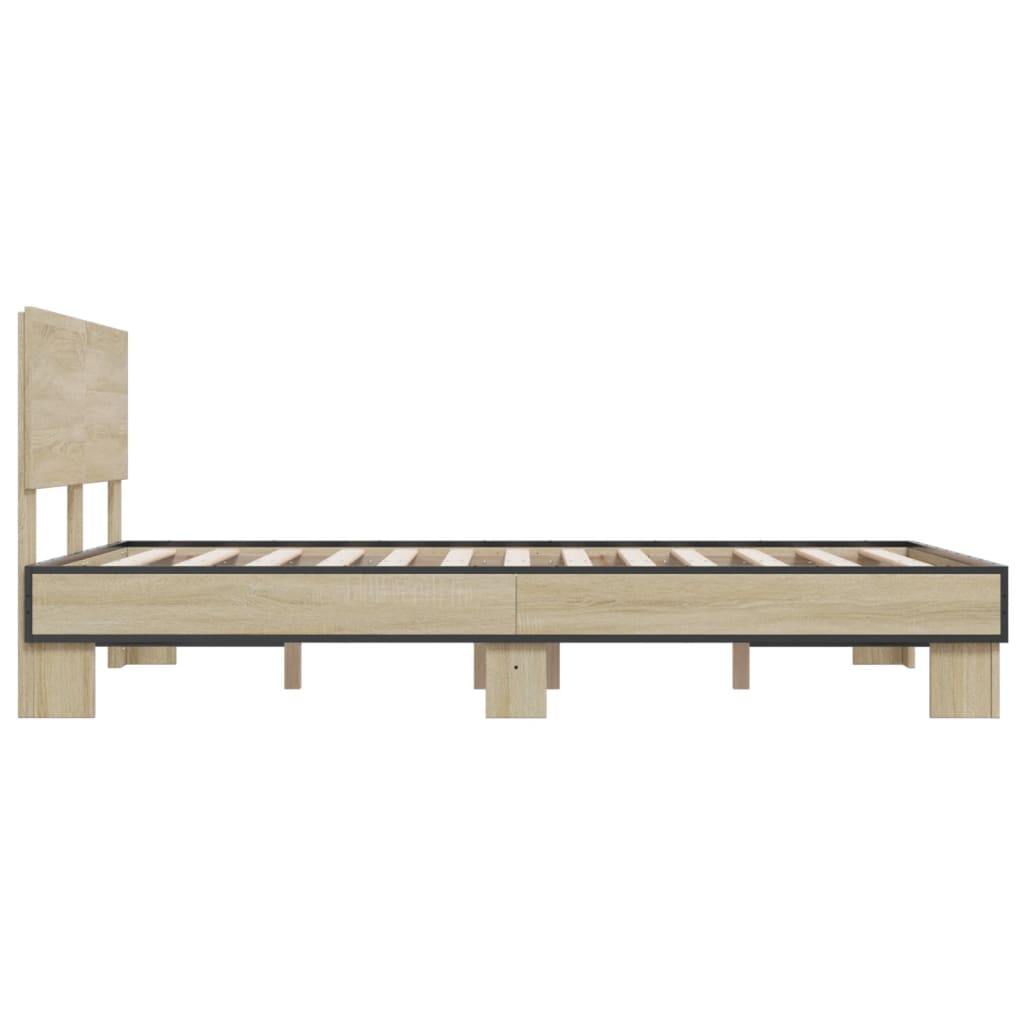 vidaXL Πλαίσιο Κρεβατιού Sonoma Δρυς 120x200 εκ. Επεξ. Ξύλο & Μέταλλο