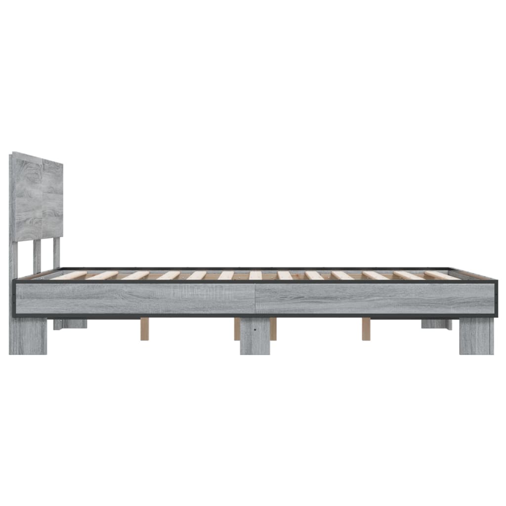 vidaXL Πλαίσιο Κρεβατιού Γκρι Sonoma 140x190 εκ. Επεξ. Ξύλο & Μέταλλο
