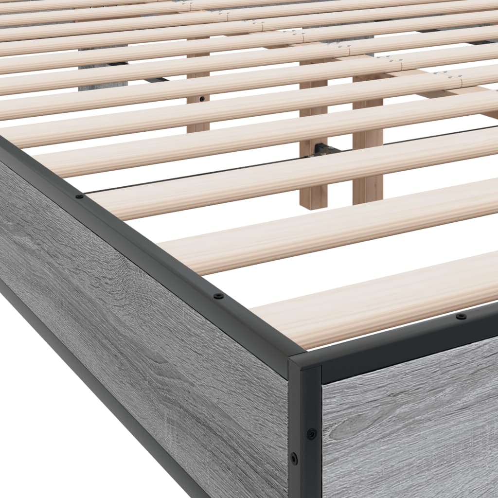 vidaXL Πλαίσιο Κρεβατιού Γκρι Sonoma 140x190 εκ. Επεξ. Ξύλο & Μέταλλο