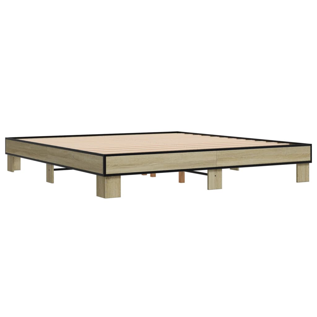 vidaXL Πλαίσιο Κρεβατιού Sonoma Δρυς 200x200 εκ. Επεξ. Ξύλο & Μέταλλο