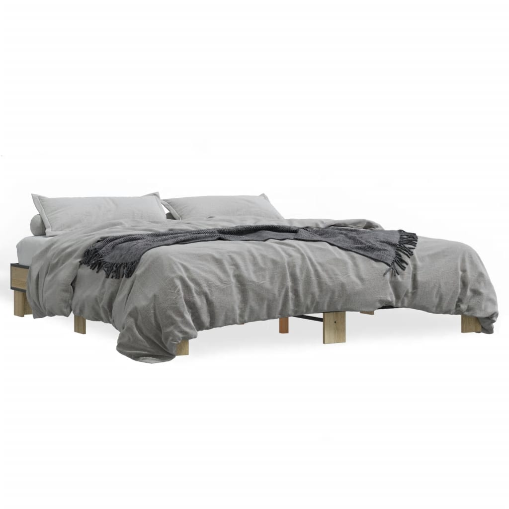 vidaXL Πλαίσιο Κρεβατιού Sonoma Δρυς 160x200 εκ. Επεξ. Ξύλο & Μέταλλο