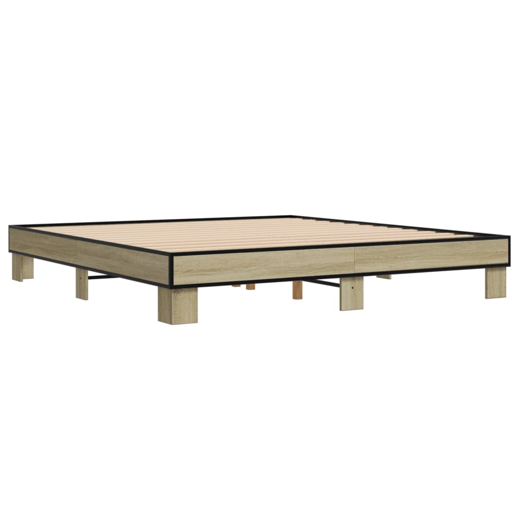 vidaXL Πλαίσιο Κρεβατιού Sonoma Δρυς 160x200 εκ. Επεξ. Ξύλο & Μέταλλο
