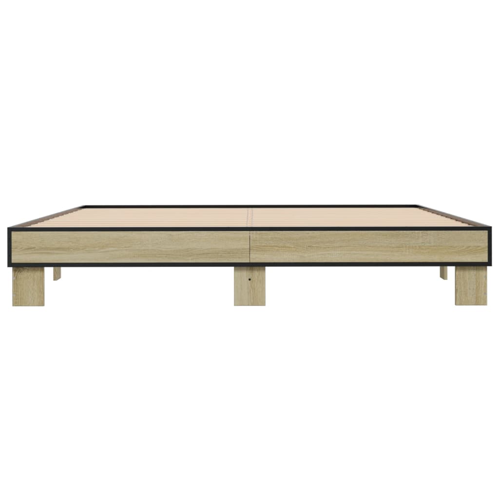 vidaXL Πλαίσιο Κρεβατιού Sonoma Δρυς 160x200 εκ. Επεξ. Ξύλο & Μέταλλο