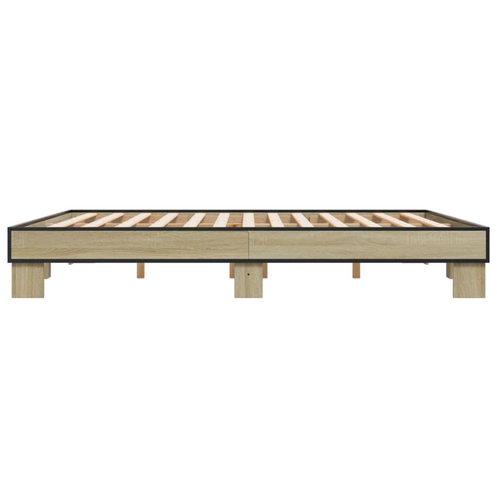 vidaXL Πλαίσιο Κρεβατιού Sonoma Δρυς 160x200 εκ. Επεξ. Ξύλο & Μέταλλο