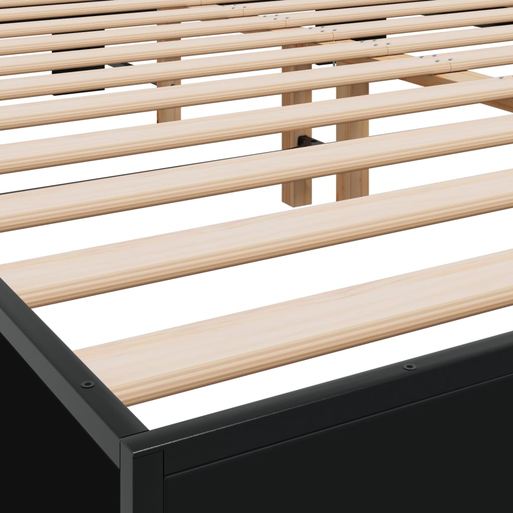 vidaXL Πλαίσιο Κρεβατιού Μαύρο 160x200 εκ. Επεξ. Ξύλο & Μέταλλο
