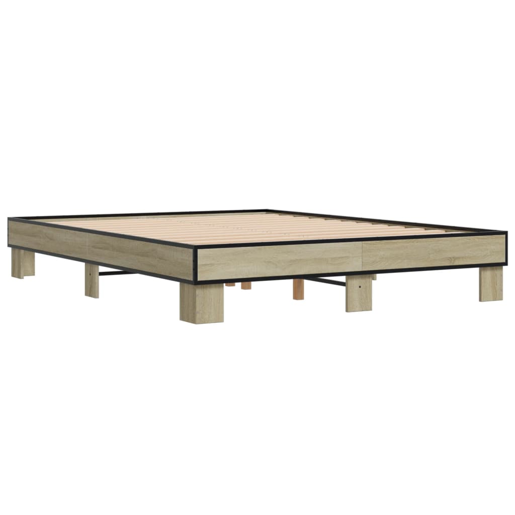 vidaXL Πλαίσιο Κρεβατιού Sonoma Δρυς 150x200 εκ. Επεξ. Ξύλο & Μέταλλο