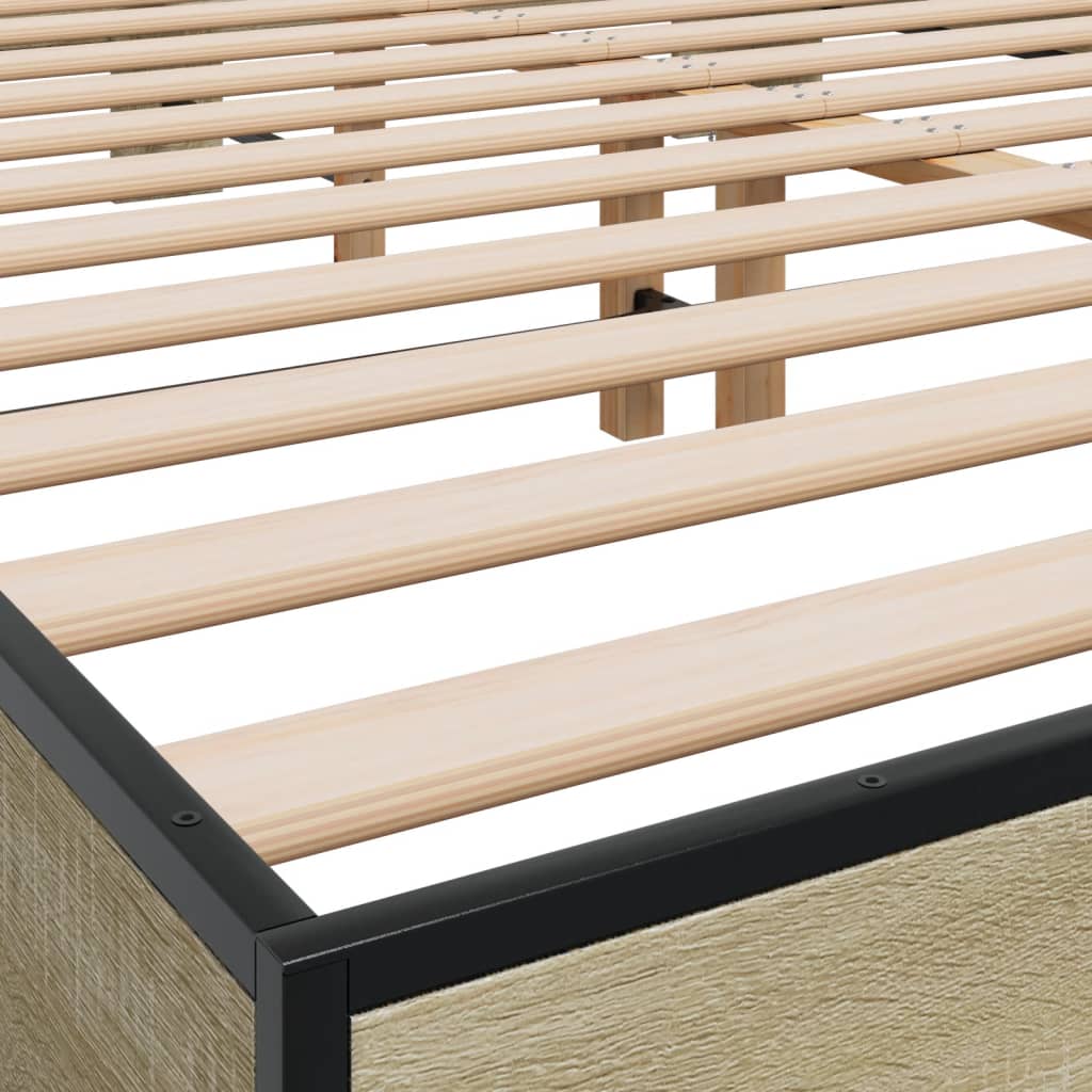 vidaXL Πλαίσιο Κρεβατιού Sonoma Δρυς 150x200 εκ. Επεξ. Ξύλο & Μέταλλο