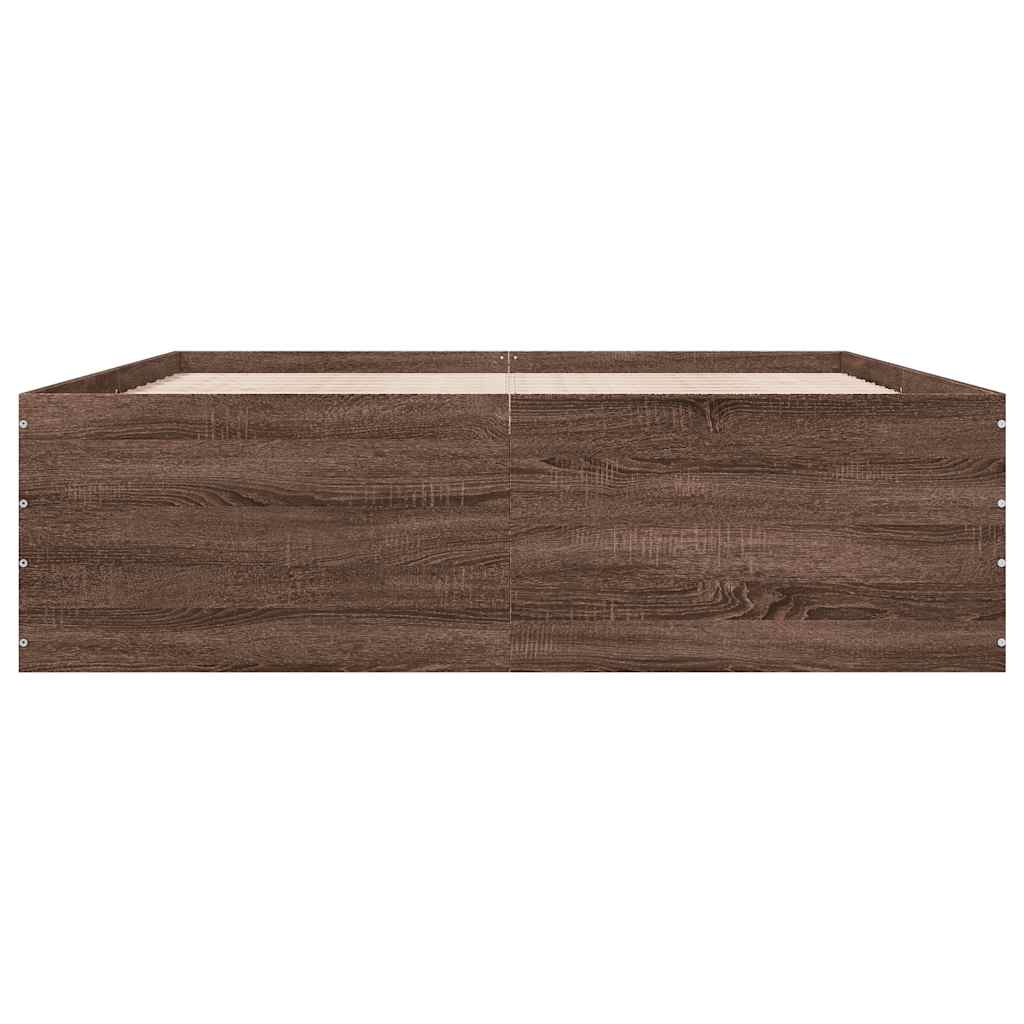 vidaXL Πλαίσιο Κρεβατιού Καφέ Δρυς 150x200 εκ. Επεξεργασμένο Ξύλο
