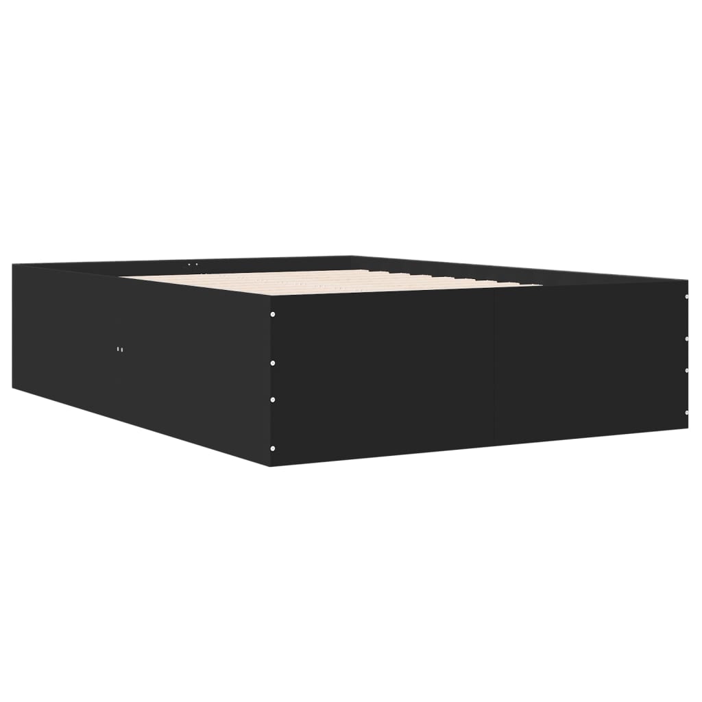 vidaXL Πλαίσιο Κρεβατιού Μαύρο 140 x 190 εκ. Επεξεργασμένο Ξύλο