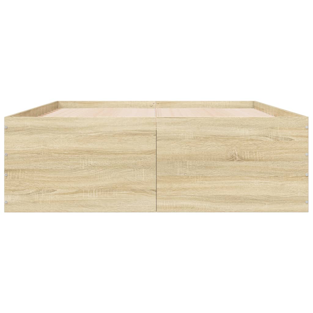 vidaXL Πλαίσιο Κρεβατιού Sonoma Δρυς 135x190 εκ. Επεξεργασμένο Ξύλο