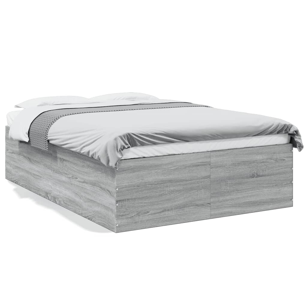 vidaXL Πλαίσιο Κρεβατιού Γκρι Sonoma 135x190 εκ. Επεξεργασμένο Ξύλο