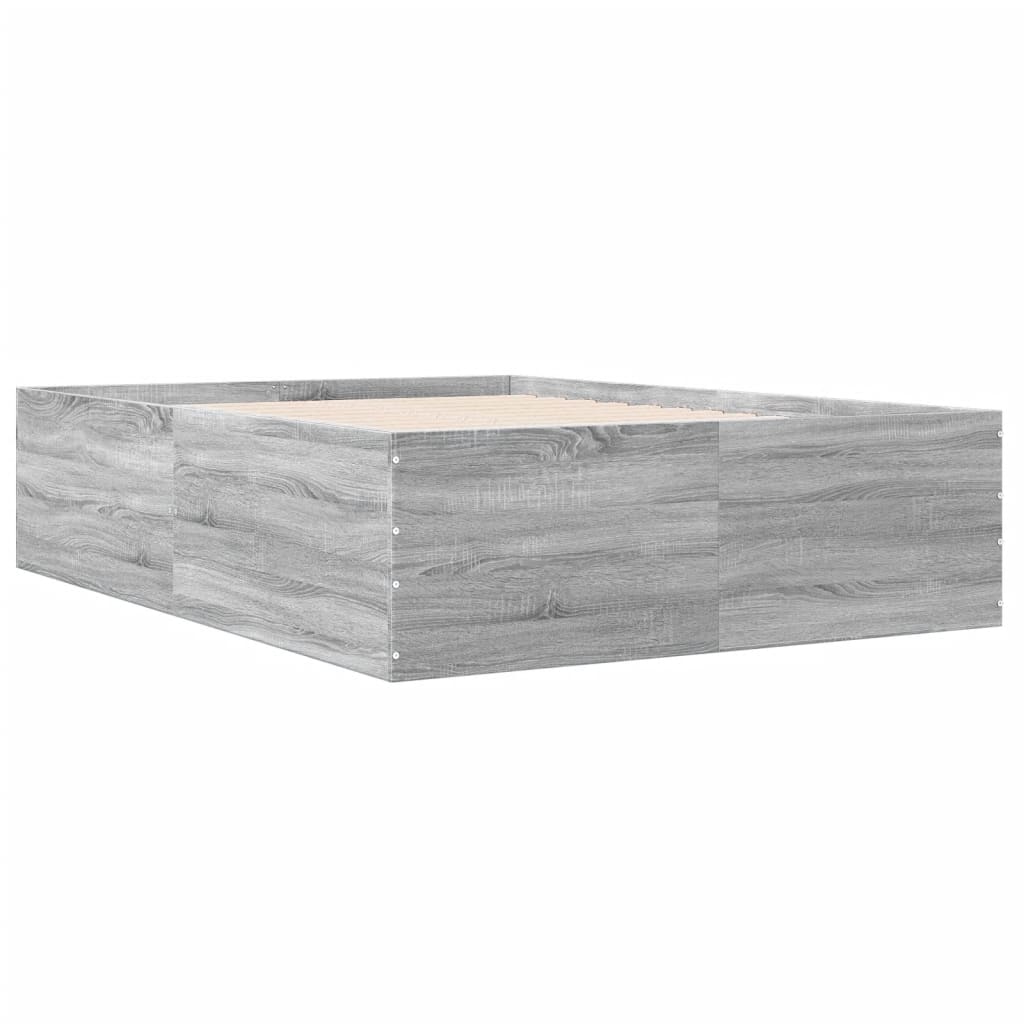 vidaXL Πλαίσιο Κρεβατιού Γκρι Sonoma 135x190 εκ. Επεξεργασμένο Ξύλο