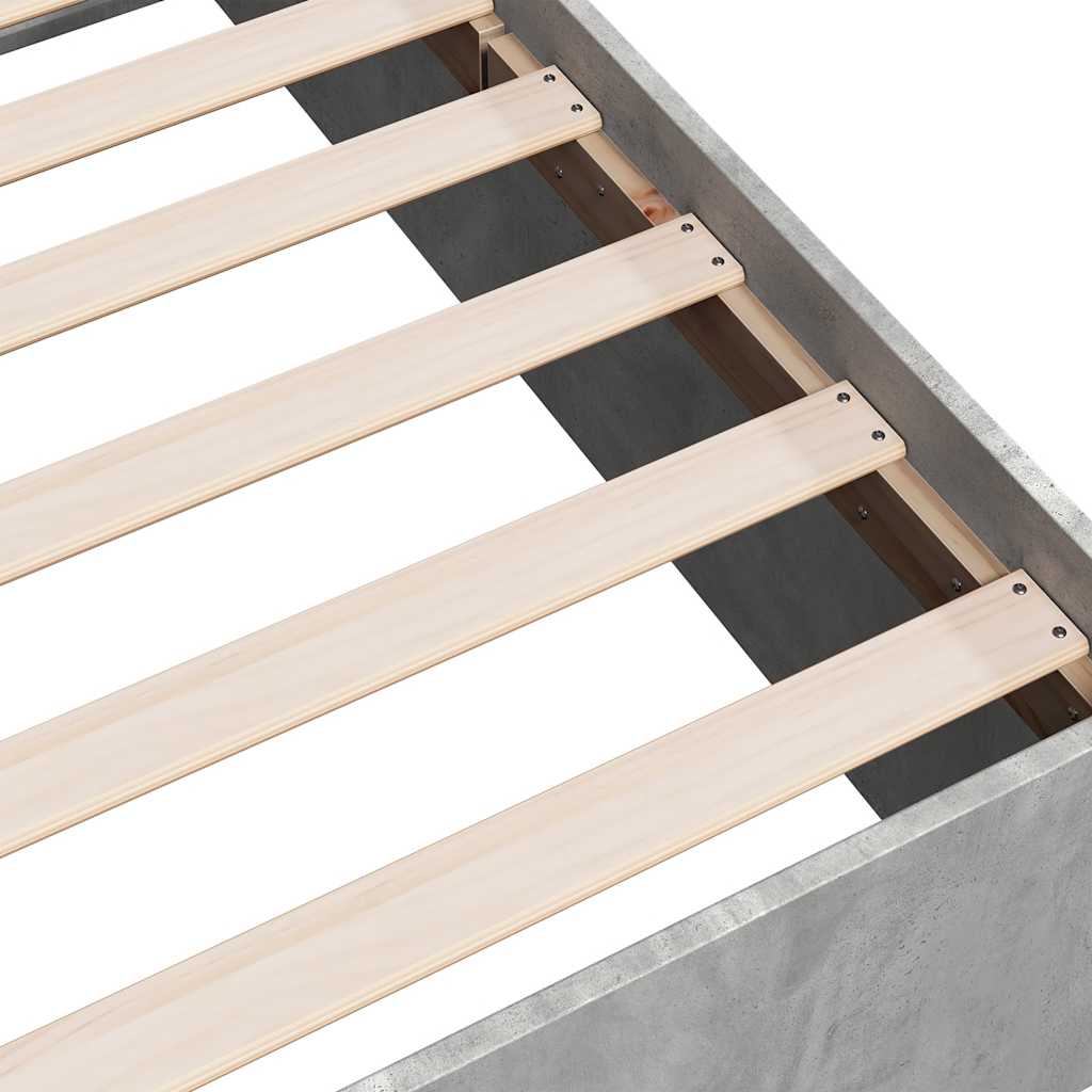 vidaXL Πλαίσιο Κρεβατιού Γκρι Σκυροδέματος 150x200 εκ. Επεξεργ. Ξύλο