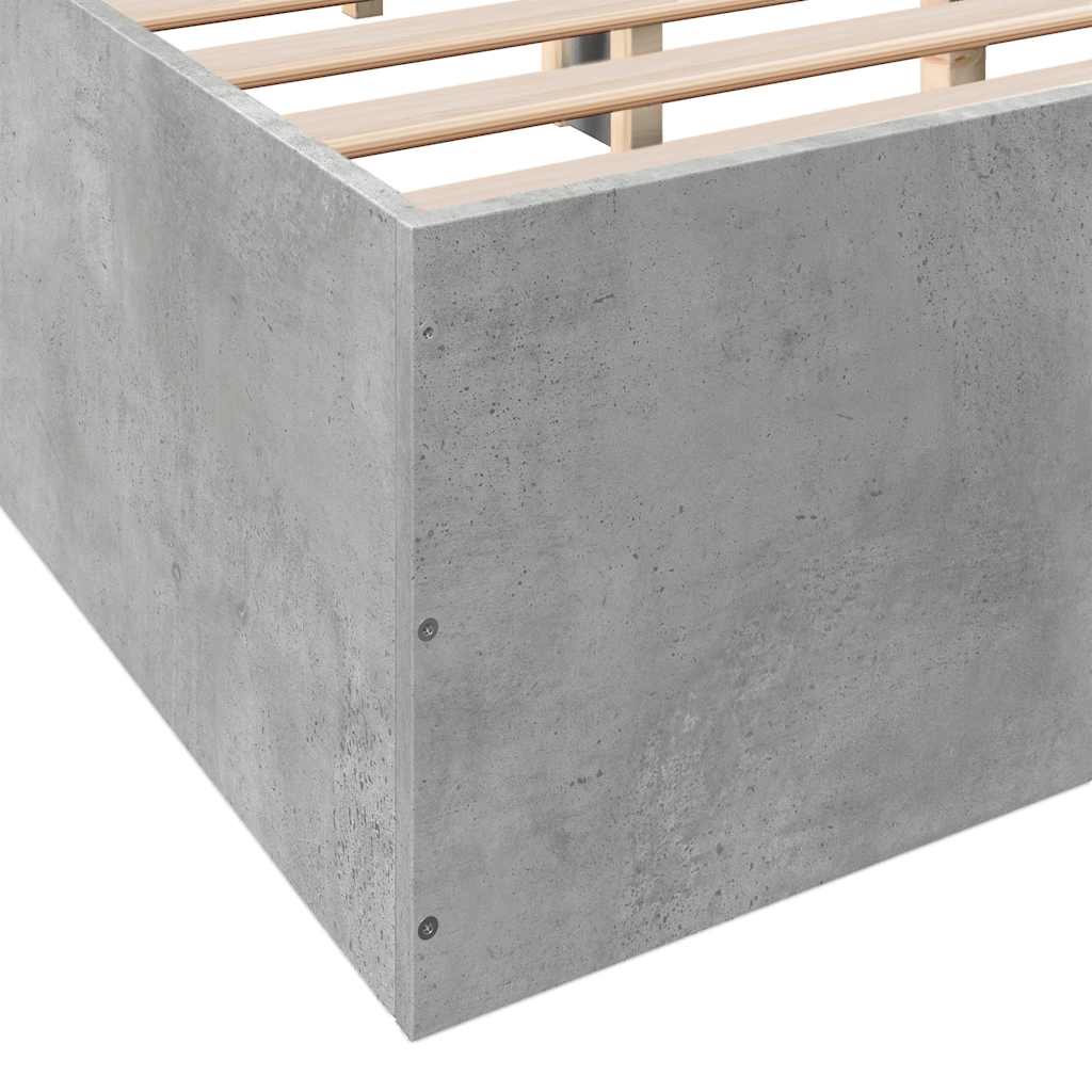vidaXL Πλαίσιο Κρεβατιού Γκρι Σκυροδέματος 150x200 εκ. Επεξεργ. Ξύλο