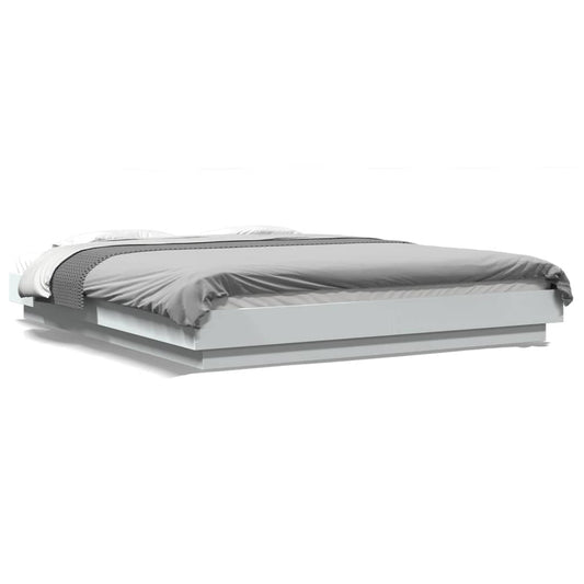vidaXL Πλαίσιο Κρεβατιού με LED Λευκό 160x200 εκ. Επεξεργ. Ξύλο