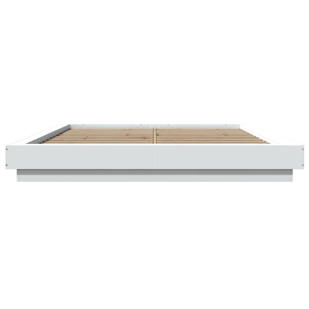 vidaXL Πλαίσιο Κρεβατιού με LED Λευκό 160x200 εκ. Επεξεργ. Ξύλο