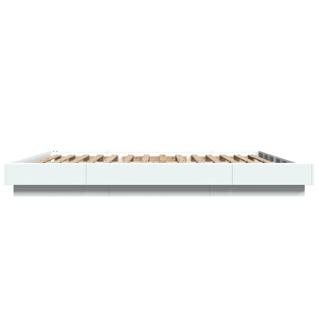 vidaXL Πλαίσιο Κρεβατιού με LED Λευκό 160x200 εκ. Επεξεργ. Ξύλο